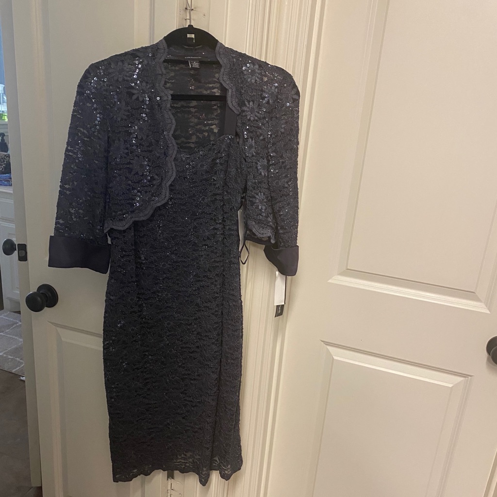 2 Peace Set Charcoal Dress With Jacket